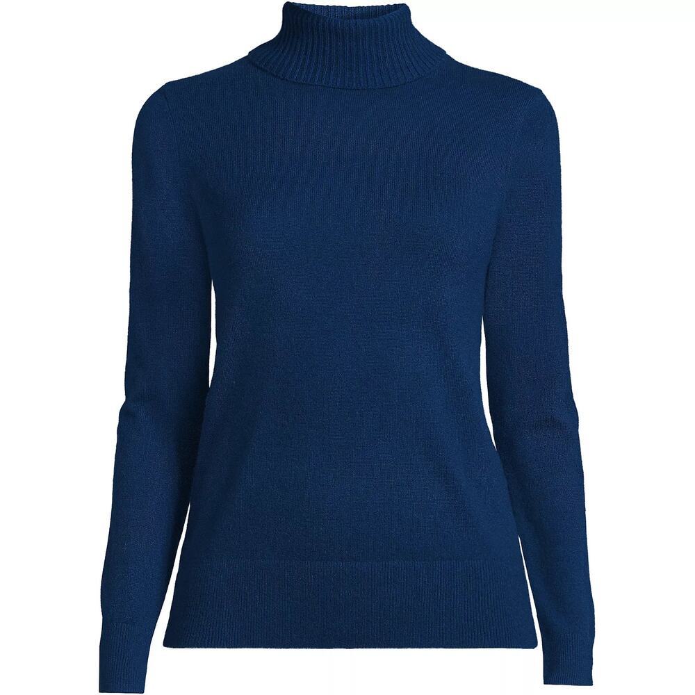 Lands' End Navy Blue 100% Cashmere Turtleneck Sweater Women's Knit - Picture 4 of 6